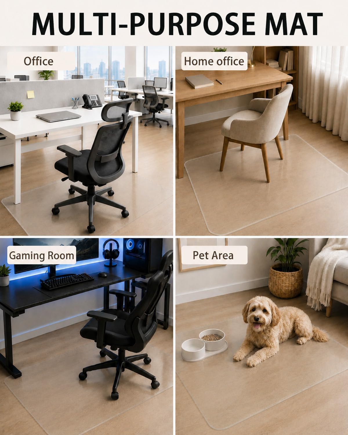 Office Chair Mat, 36"x48" Anti-Scratch for Hardwood Floor, Glear
