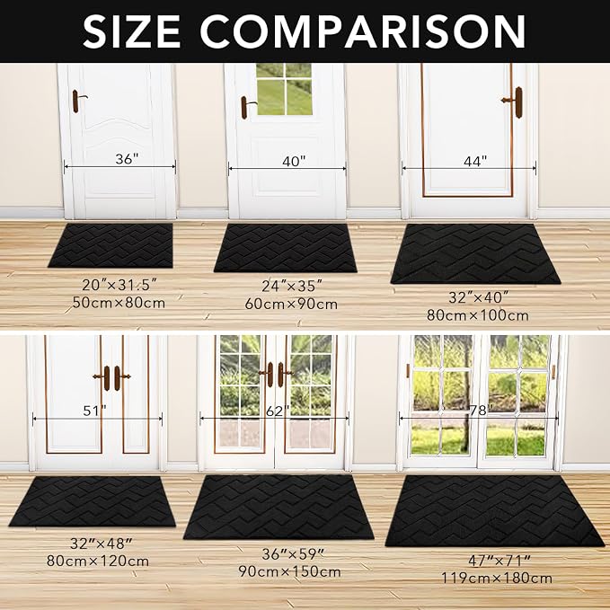 hicorfe Indoor Door Mat, Non Slip Door Mats, Absorbent Resist Dirt Entrance