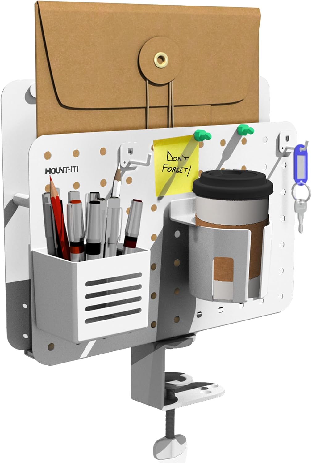 Mount-It! Desk Pegboard Organizer, 360 Rotation, White