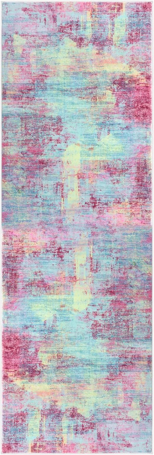 IOHOUZE Abstract Runner Rug 3x8 Ft Washable Runners