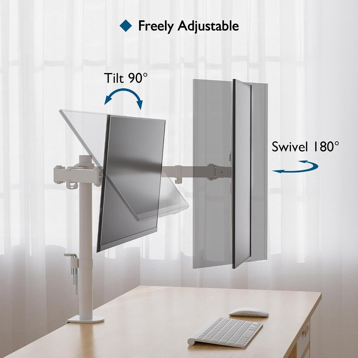 BONTEC Dual Monitor Desk Mount, 13-27 Inch, 22lbs, VESA 75x75/100x100,White