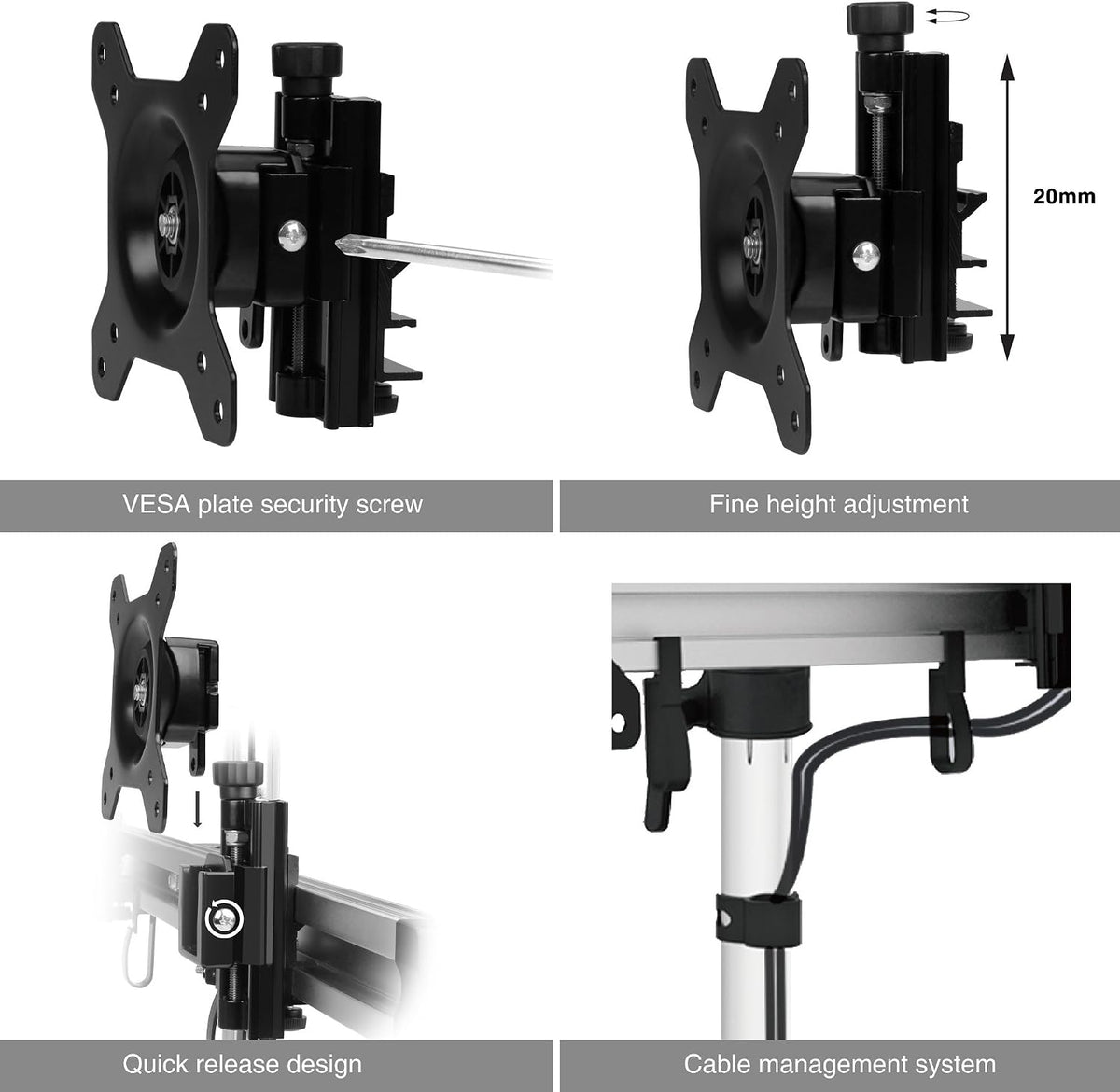 SIIG Premium Aluminum Triple Monitor Stand - 3 Monitors 13" to 27" Up To 17.6 lbs VESA 75 and 100 (CE-MT2111-S1)