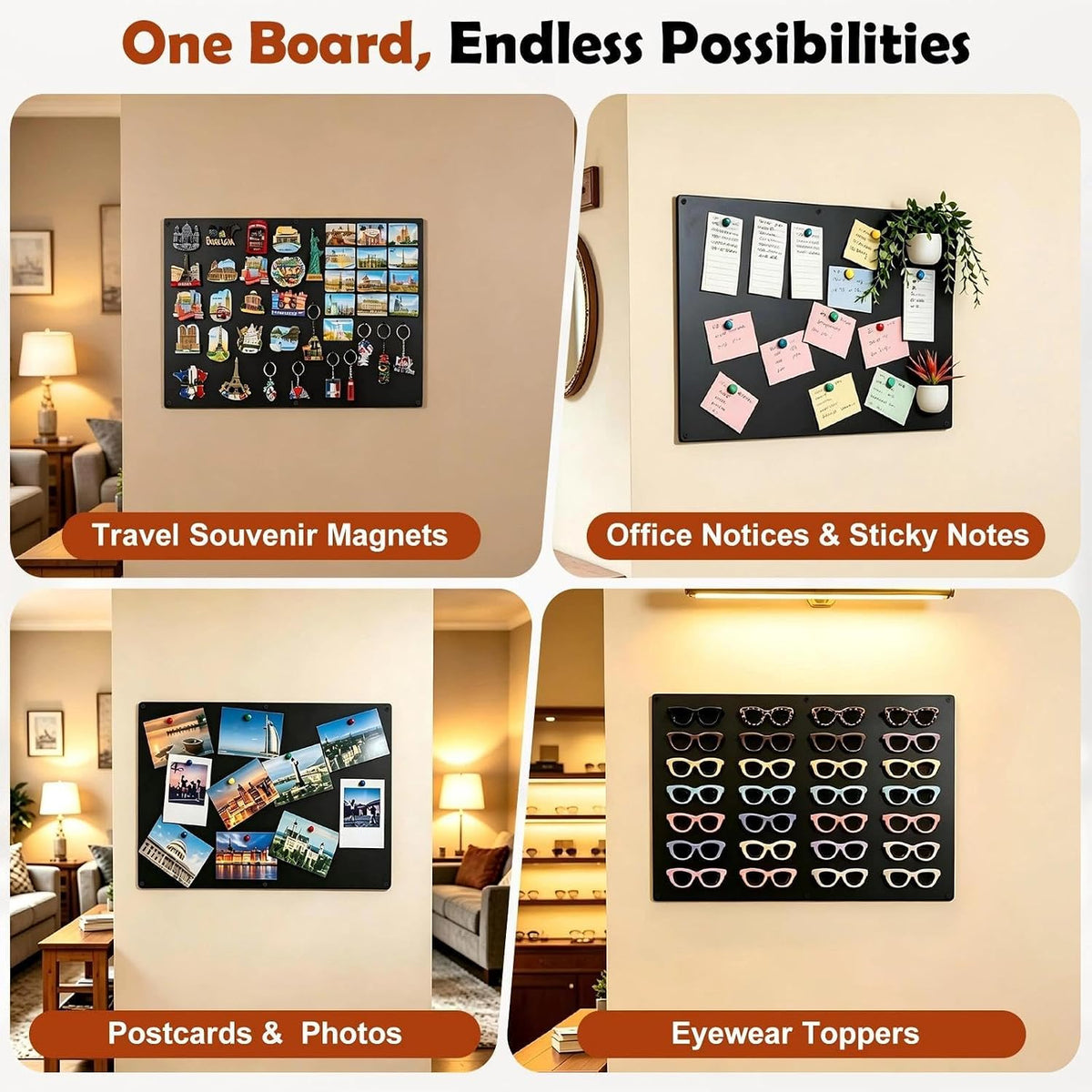 Souvenir Magnetic Board for Wall, Large Black Collections Board