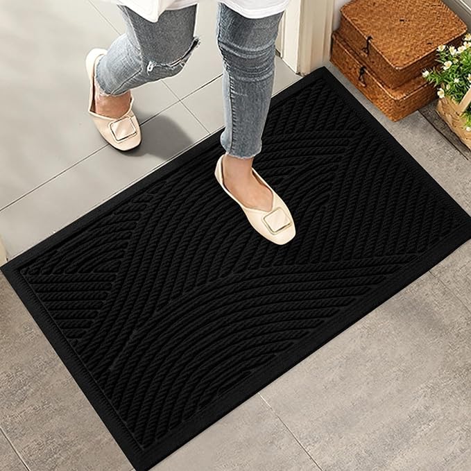 HIYARD Sturdy Front Door Mat, Absorbent Muddy Dirt Resist Welcome Door Mats