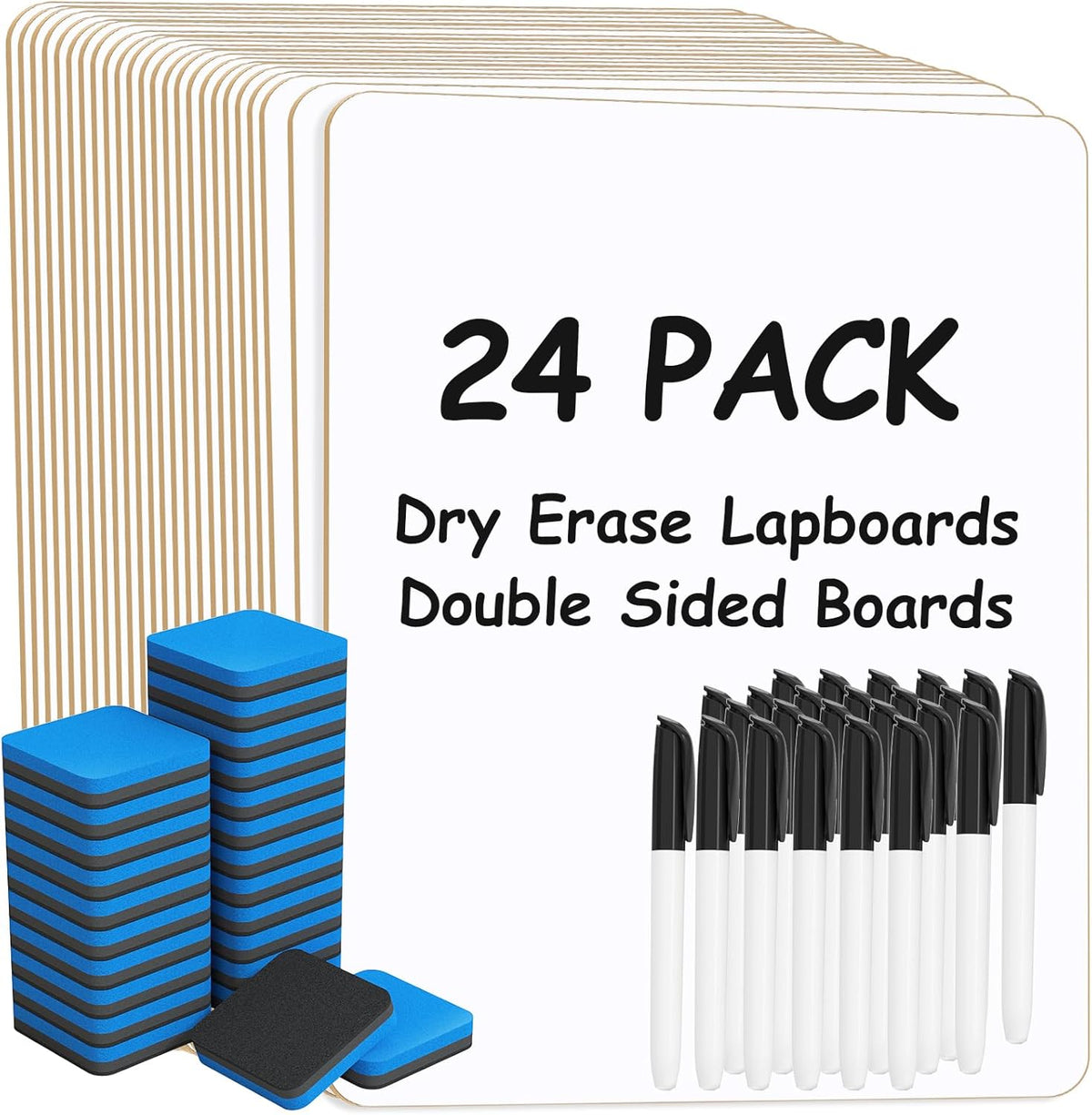 MaxGear Double Sided Dry Erase Board, 9'' x 12'' Small White Board, 24 Pack