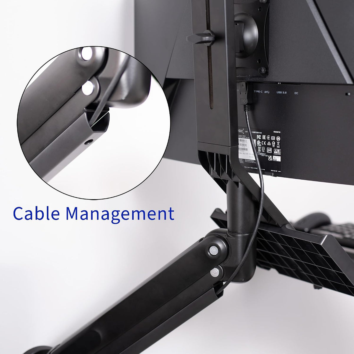 VIVO Monitor & Keyboard Counterbalance Sit-Stand Wall Mount, STAND-SIT1WD