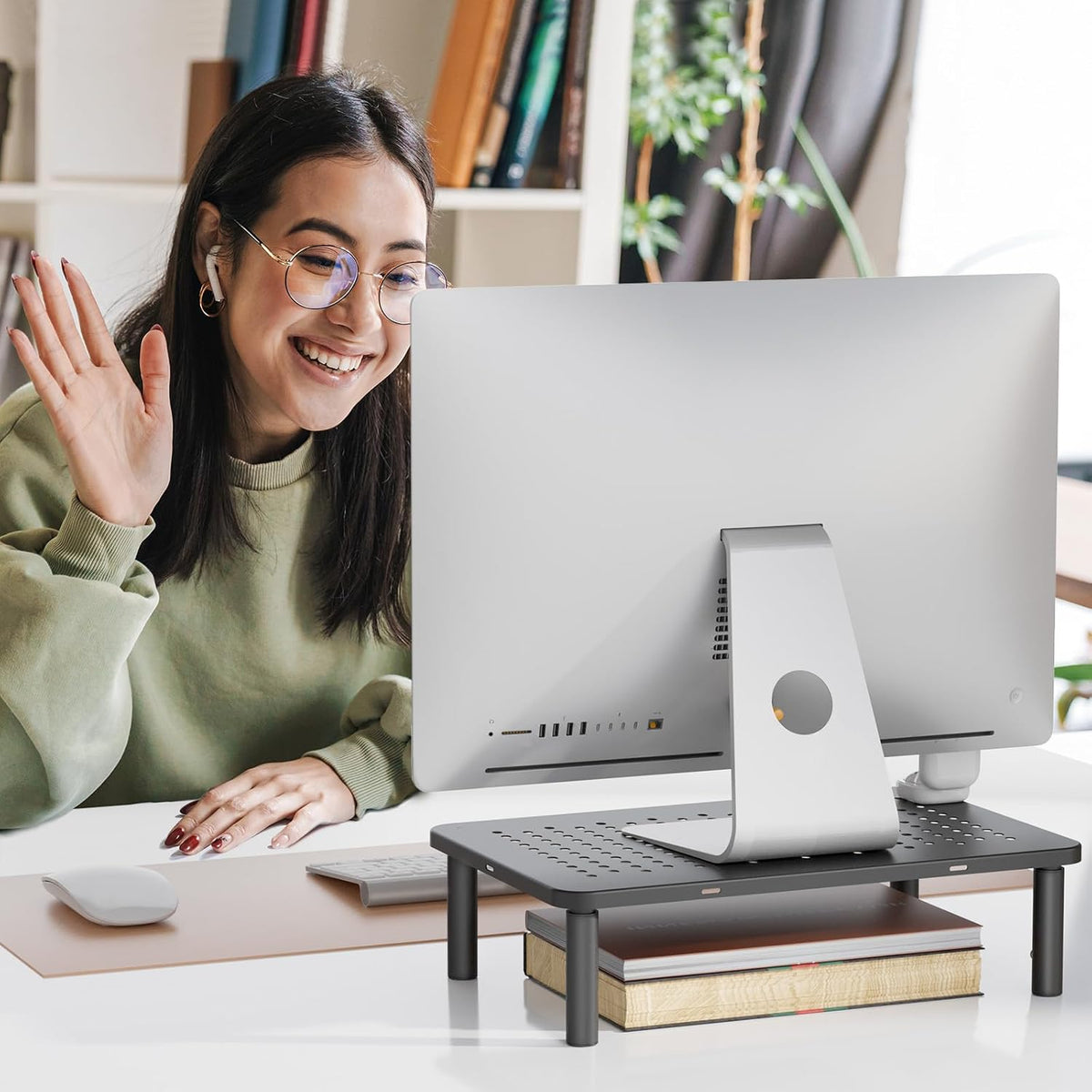 WALI Dual Monitor Stand for Desk, Adjustable Laptop Riser, up to 44 lbs