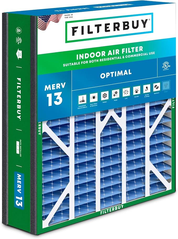 Filterbuy 20x20x5 Air Filter MERV 13 Optimal Smoke & Allergy Defense,