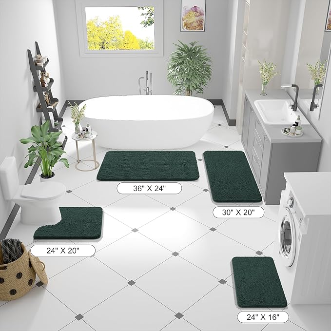 OLANLY Bathroom Runner Rugs 47x20, Soft Absorbent Chenille Bath Rugs, Rubber