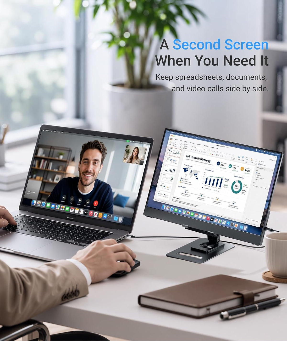 Ingnok Portable Monitor,15.6" FHD 1080P 60Hz Laptop Screen Extender