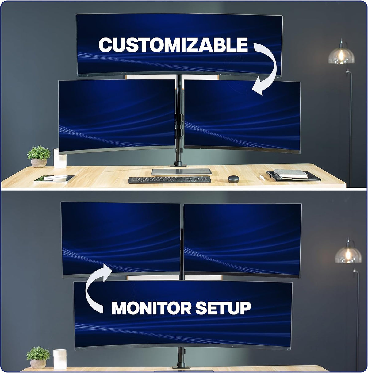 VIVO Triple Monitor Desk Mount, 32 to 49 inch Ultrawide Screens, One Fixed Screen and Two Mechanical Arms for Gaming and Office Setups, Max VESA 100x100, Holds up to 83.6 lbs, Black, STAND-V123TG