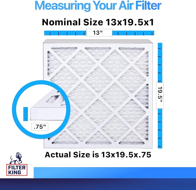 Filter King 13x19.5x1 Air Filter | 4-PACK | MERV 8 HVAC Pleated A/C Furnace