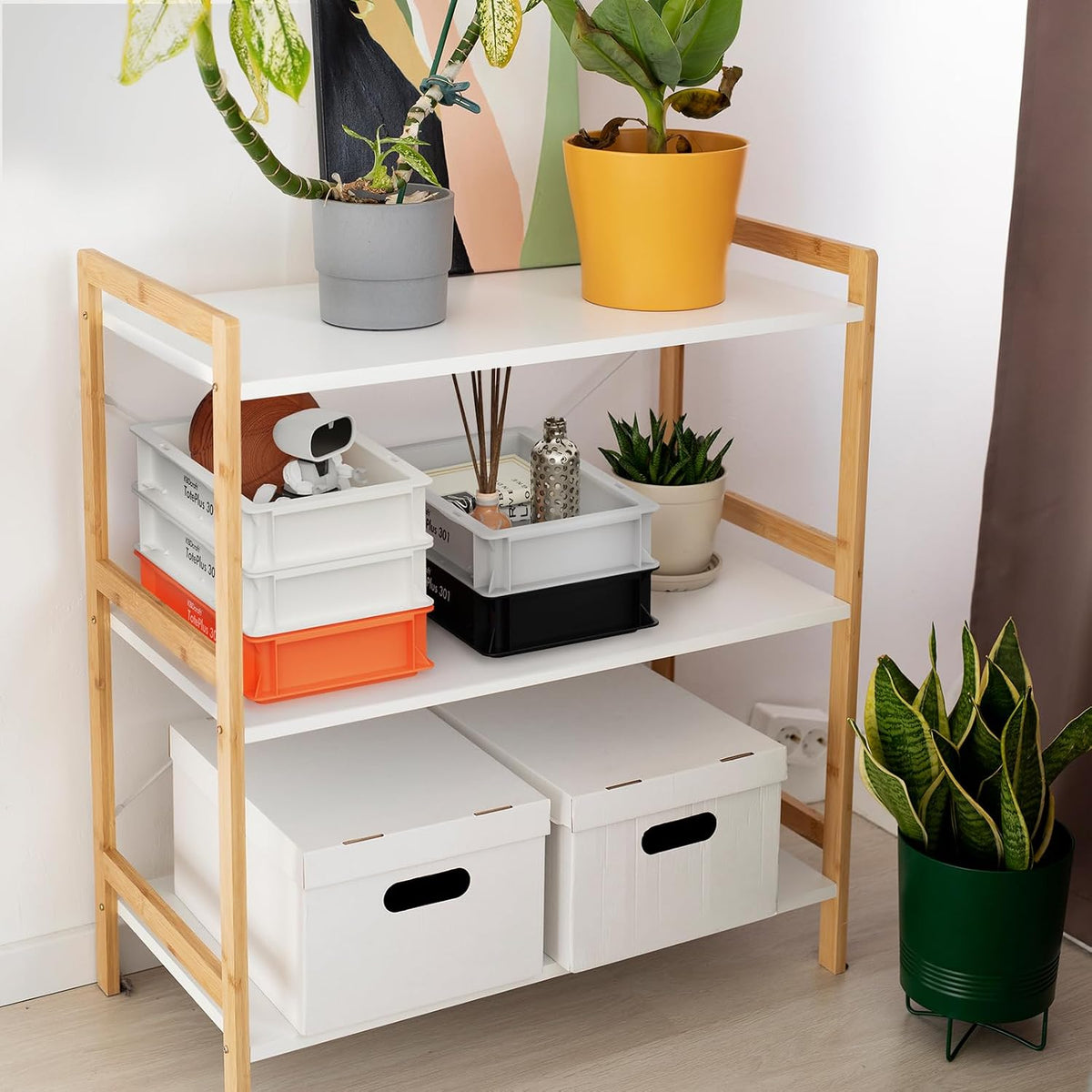 KBDcraft Stackable Storage Bin - Heavy-Duty Plastic Organizer Box and Tray with Straight Walls, small plastic bin totes for storage, 12"x8"x3", 0.5Gal, Gray, 3 Pack