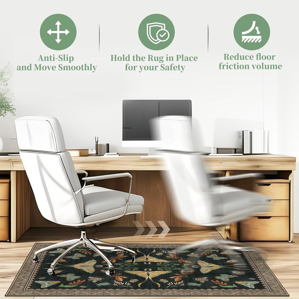 Office Chair Mat for Hardwood Floor & Tile Floor,36"x48"-Colorful Insects