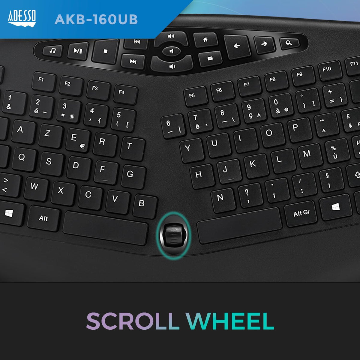 Adesso AKB-160UB Wired Ergonomic Keyboard