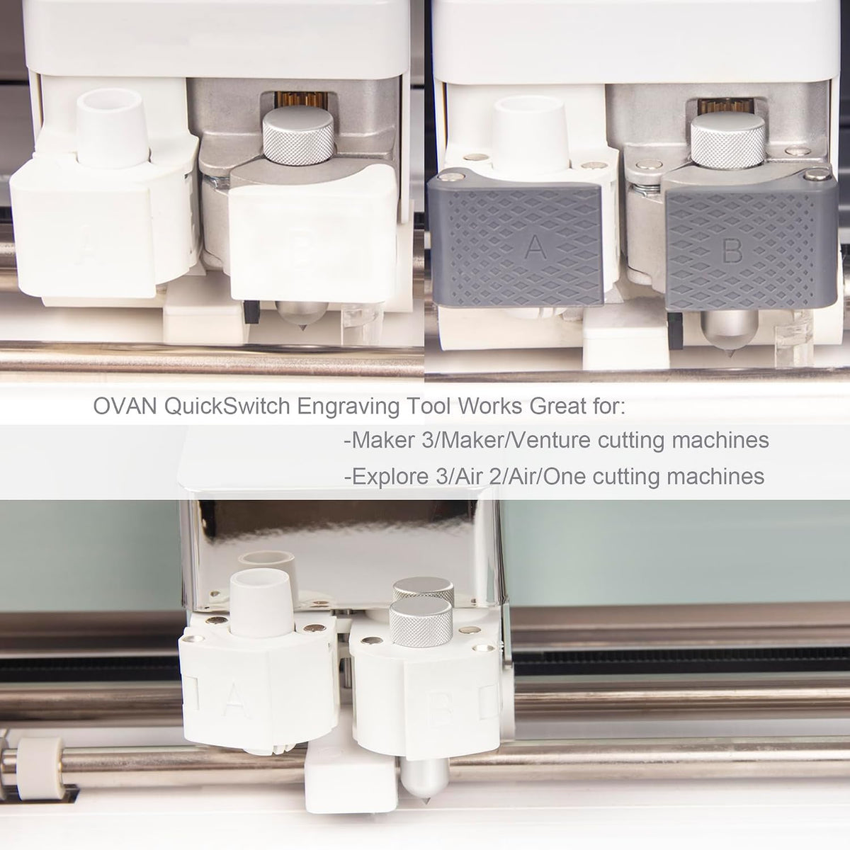 Engraving Tip + Scoring Tip + Fine Debossing Tip + QuickSwitch Housing for Cricut Maker 3/Maker/Venture/Explore 3/Air 2/Air, OVAN 3-in-1 Tool Set for Cricut Engrave/Score/Deboss Designs on Materials