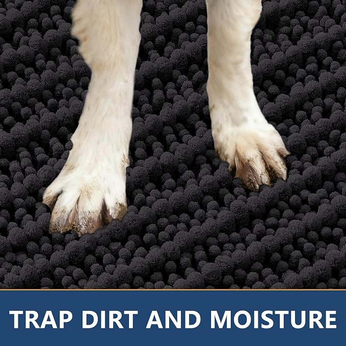 Smiry Dog Door Mat for Muddy Paws 47x17, Absorbent Dirt Trapper, Non-Slip