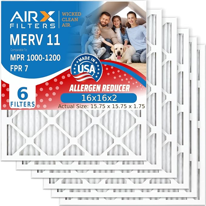 AIRX FILTERS WICKED CLEAN AIR. 16x16x2 Air Filter MERV 11 Electrostatic Pleated