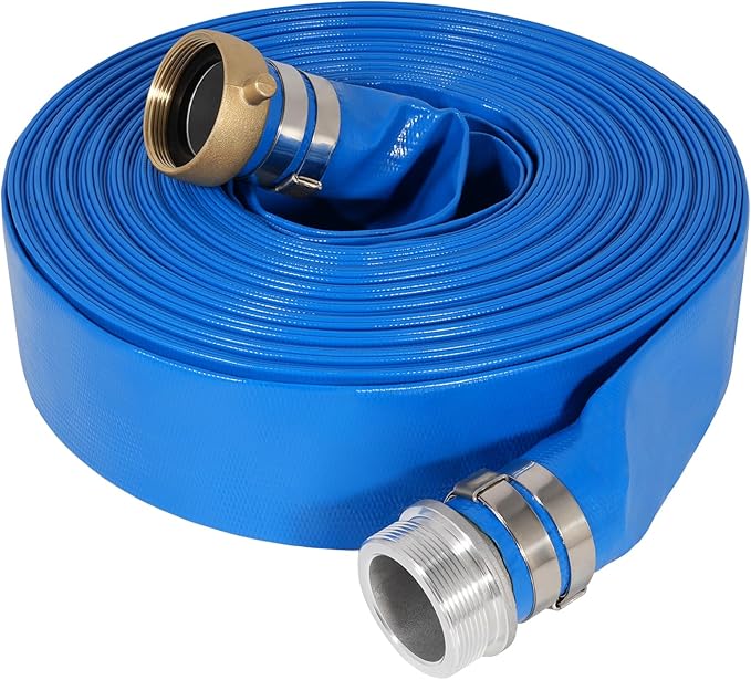 1.5" x 100 ft Backwash Hose for Swimming Pools, Heavy Duty PVC Lay Flat Water