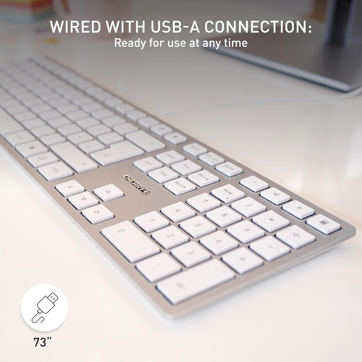 Cherry KC 6000 Slim Keyboard - USB Interface - English (US) - SX Keyswitch (White)