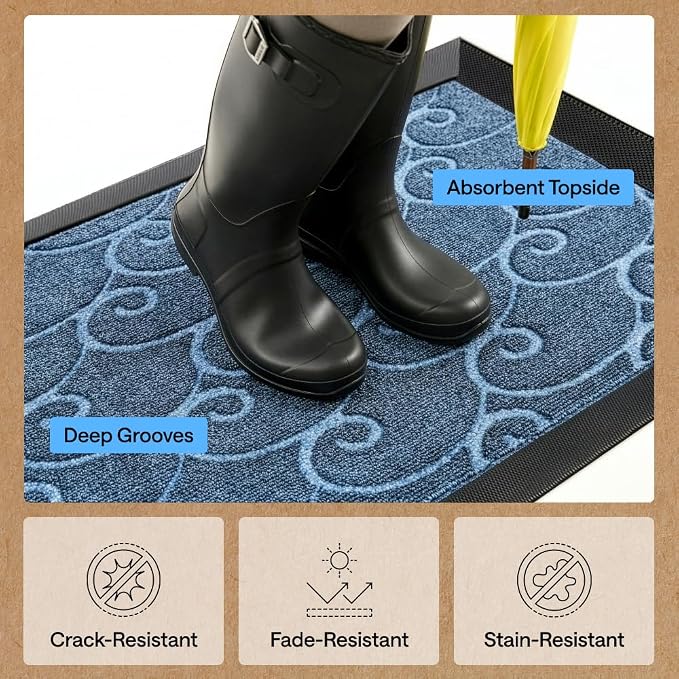 GORILLA GRIP 100% Waterproof All-Season WeatherMAX Doormat, US Designed Natural