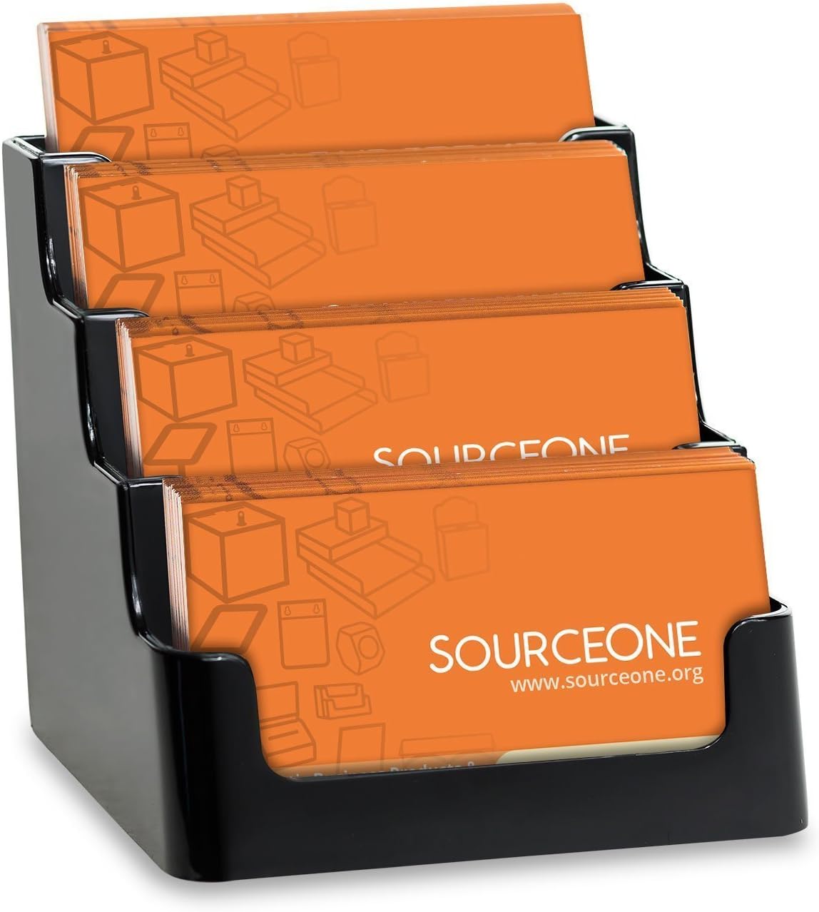 SOURCE ONE 4 Pocket Clear & Black Acrylic Business Card Holder