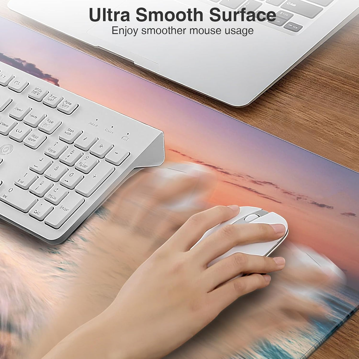 Beach Sunset Mouse Pad with Dual Wireless Charging, 31.5" x 15.8"