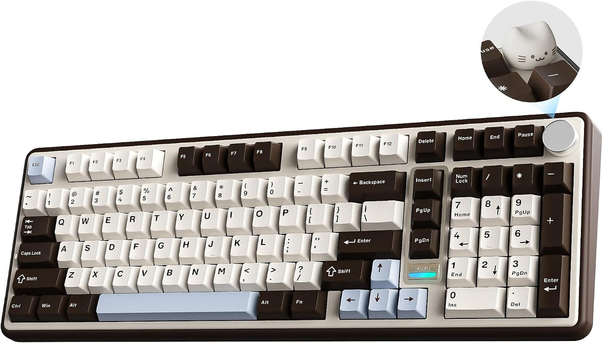 YUNZII B98 PRO 96% Wireless Mechanical Keyboard(Coffee Brown, Milk Switch)