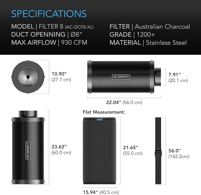 AC Infinity Air Carbon Filter XL 8",