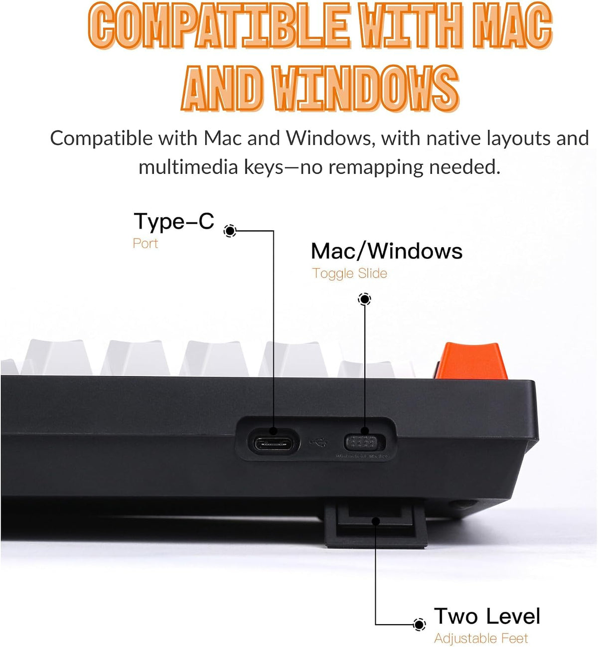Keychron C2 Wired Full-Size Keyboard, Keychron Red Switch, White Backlight