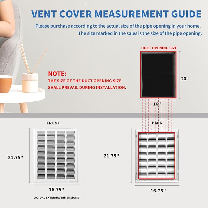 16x20 Return Air Grille, Return Air Vent Cover