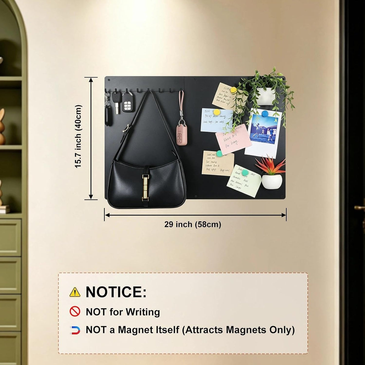 Souvenir Magnetic Board for Wall, Large Black Collections Board