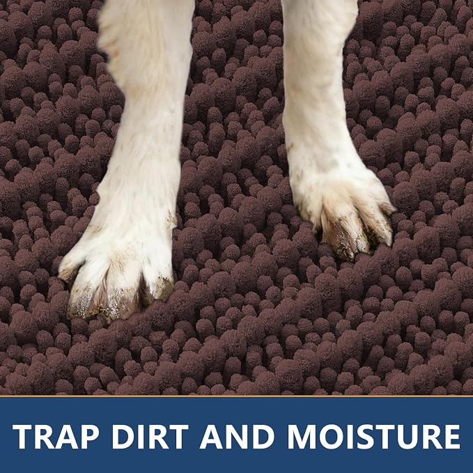 Smiry Dog Door Mat for Muddy Paws 47x24, Absorbent Dirt Trapper, Non-Slip