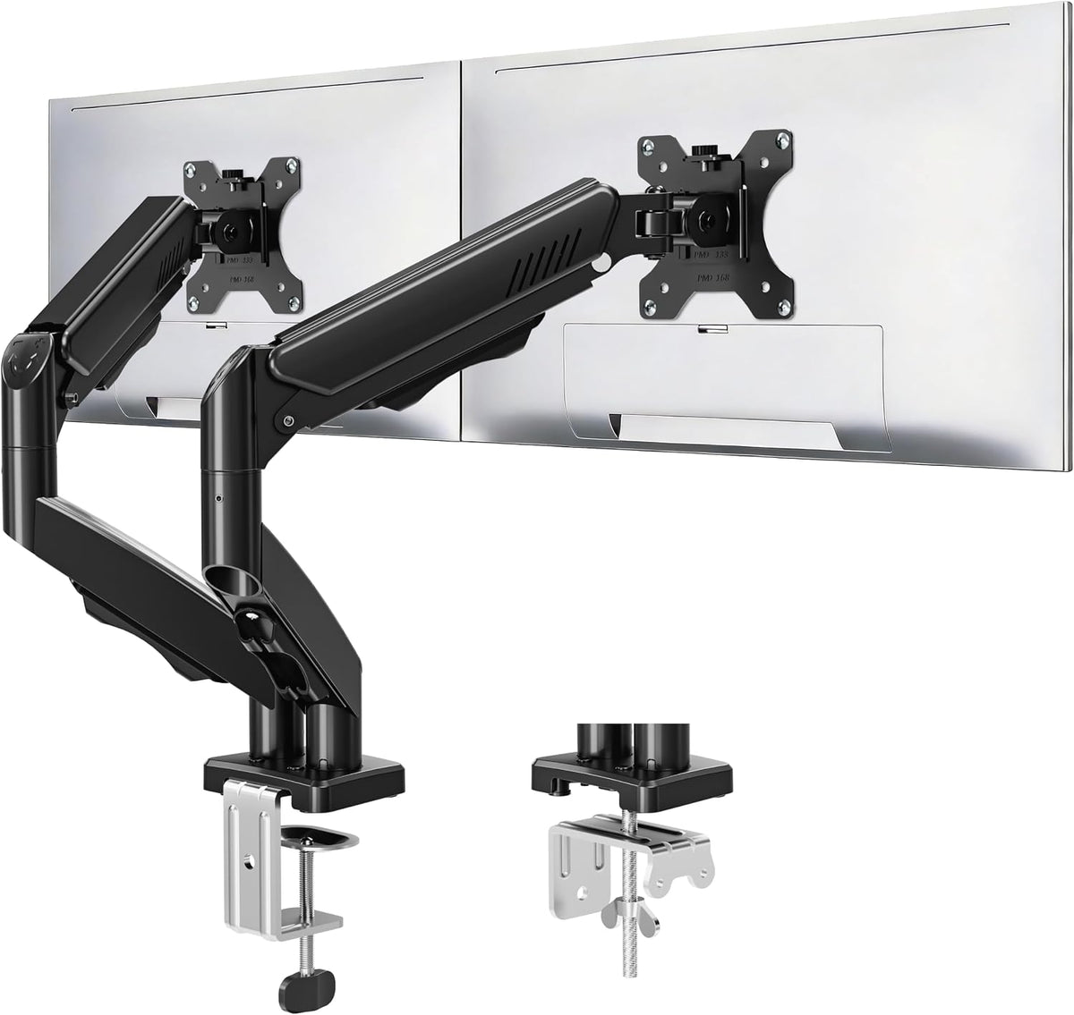 Dual Monitor Stand fits up to 32 inch, 4.4-19.8 lbs Computer Screens, Dual Monitor Desk Mount Height Adjustable, Monitor Arms for 2 Monitors, Home Office VESA Mounts, Freelift Black