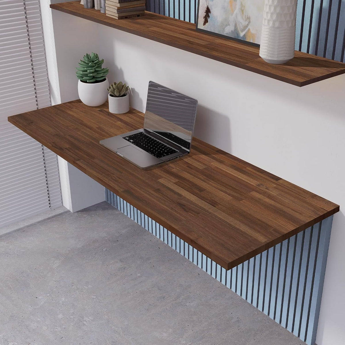 Howizz 55 x 28 in. Solid Wood Table Top, Dark Walnut Stained Acacia Desktop for Standing Desk/Office Tabletop/Countertop, 1in. Thick