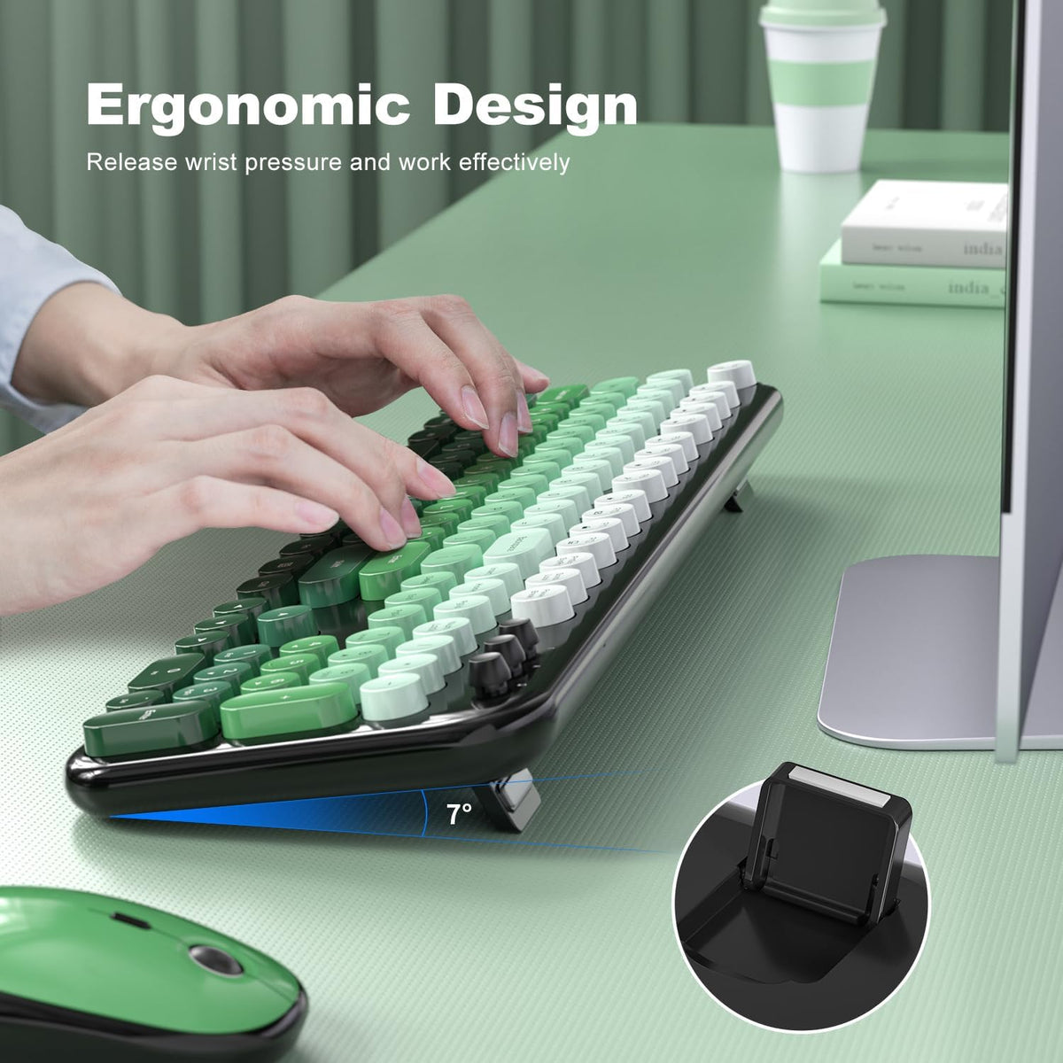 MOFII Wireless Keyboard and Mouse Combo,2.4G Typewriter Keyboard Quiet Mice