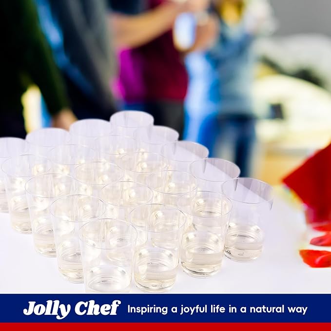 JOLLY CHEF 14 oz Clear Plastic Cups, 50 Pack Heavy-duty Party Glasses,