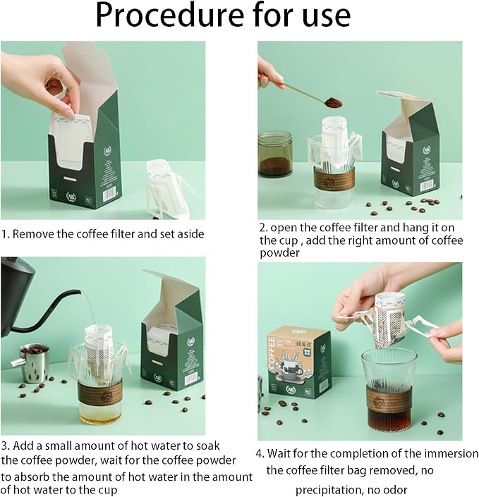100PCS Portable Coffee Filter Paper Hanging Ear Drip Coffee Single Drinker