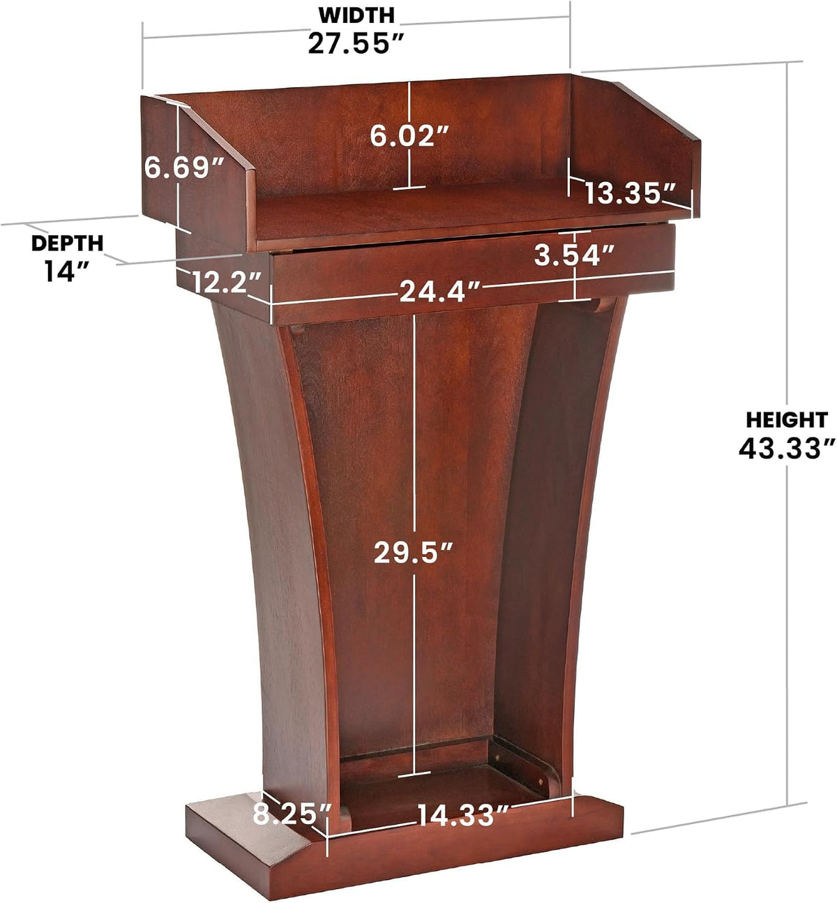 AdirOffice Church Pulpit, Wooden Podium - Height 43.33" Pulpits for Churches with Spacious Drawer (Mahogany)