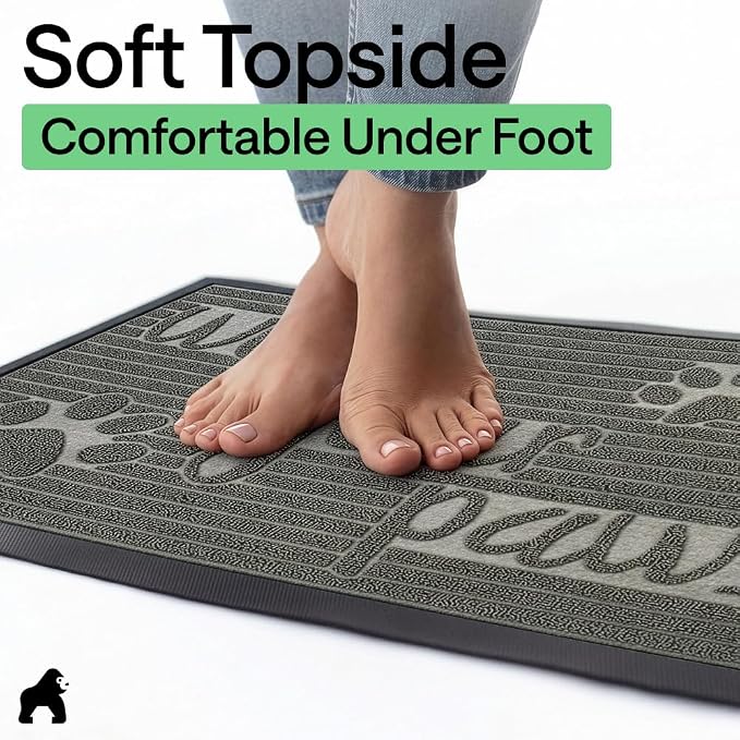 GORILLA GRIP 100% Waterproof All-Season WeatherMAX Doormat, US Designed Natural