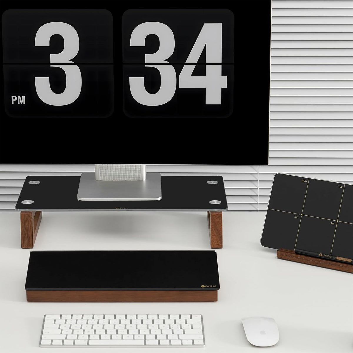 YEOUX Multi-Purpose Desktop Stand - 17.0" x 9.0" x 3.5" (Black & Walnut)