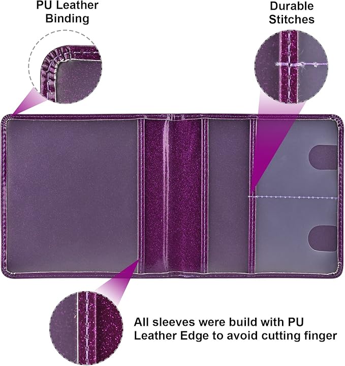 Cacturism Car Registration and Insurance Holder, Vehicle Glove Box Car Organizer Men Women Wallet Accessories Case for Cards, Essential Document, Driver License, Bling Purple
