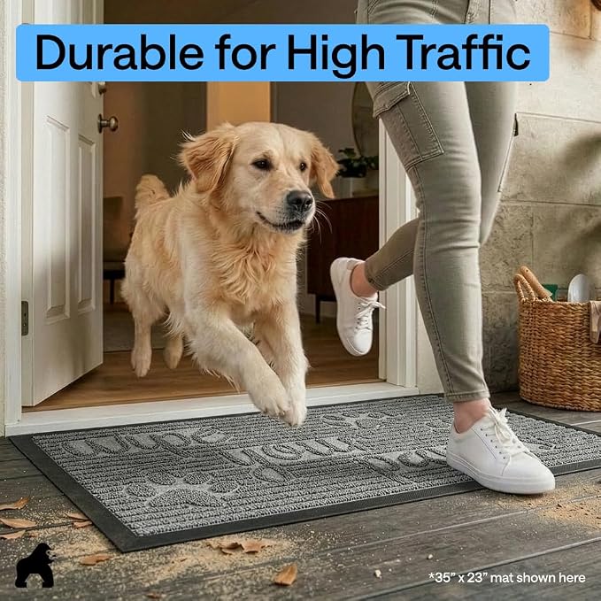 GORILLA GRIP 100% Waterproof All-Season WeatherMAX Doormat, US Designed Natural