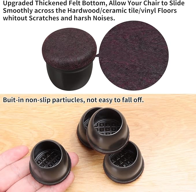 Ezprotekt 24 Pcs Round Silicone Chair Leg Floor Protectors