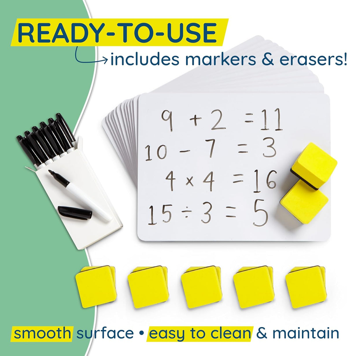 Blue Summit Supplies 30 Mini Dry Erase Boards, 9 x 12, Markers and Erasers