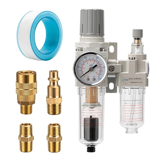 1/4" NPT Automatic Drain Compressed Air Filter Regulator Lubricator, Air