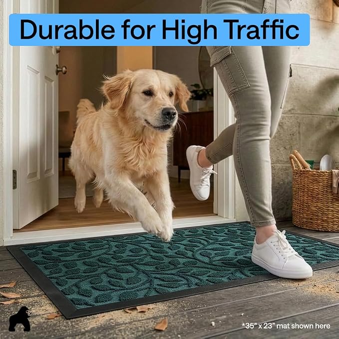 GORILLA GRIP 100% Waterproof All-Season WeatherMAX Doormat, US Designed Natural