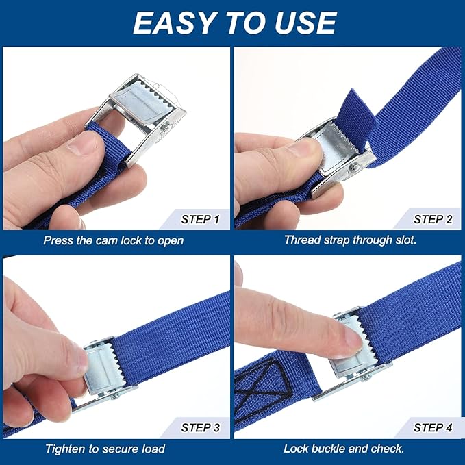 PATIKIL Lashing Straps 1" x 26 Ft, Tie Down Strap Cam Buckle Adjustable Ratchet Straps 551 lbs for Cargo Trucks Motorcycle Luggage, Blue