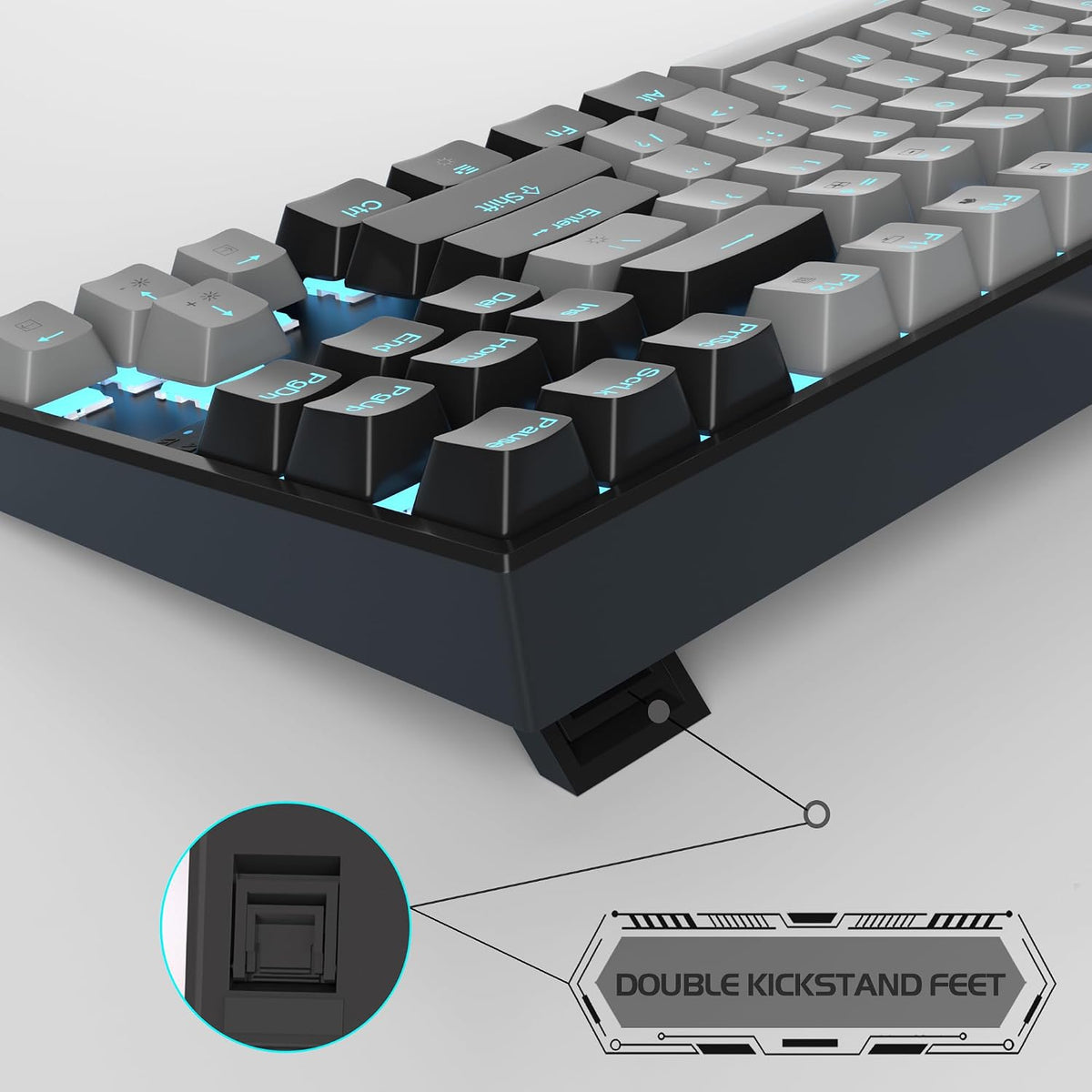 MageGee 75% Mechanical Gaming Keyboard, Blue Switch, LED Backlit, 87 Keys Compact TKL Wired Computer Keyboards for Windows Laptop PC Gamer - Grey/Black