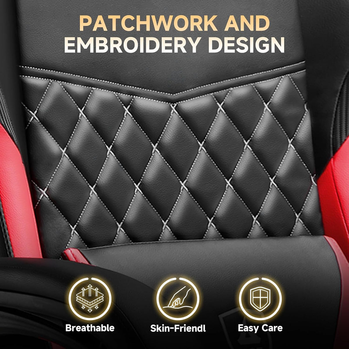 GTPLAYER Gaming Chair, High Back Leather Computer Gaming Chair with Footrest, Ergonomic Height Adjustable Office Chair with Removable Cover and Lumbar Support for Gaming & Work,RED